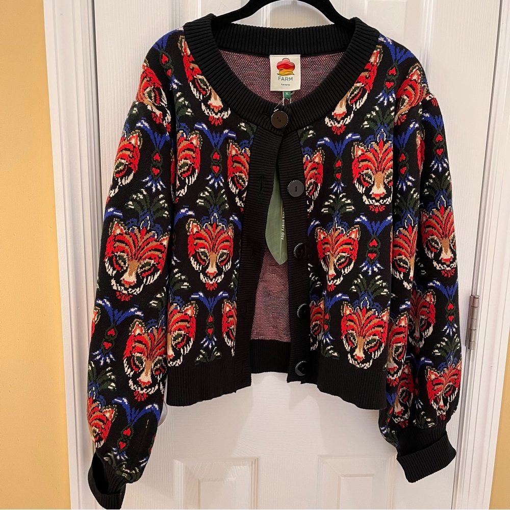 Farm Rio Boho Panther Cardigan Sweater